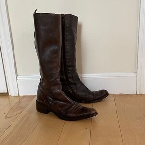 Women’s Tall Leather Riding Boots - Dark Brown, 39